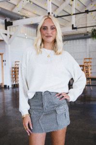 Dreamy Ruched Knit Top, Ivory sold by North & Main Clothing Company