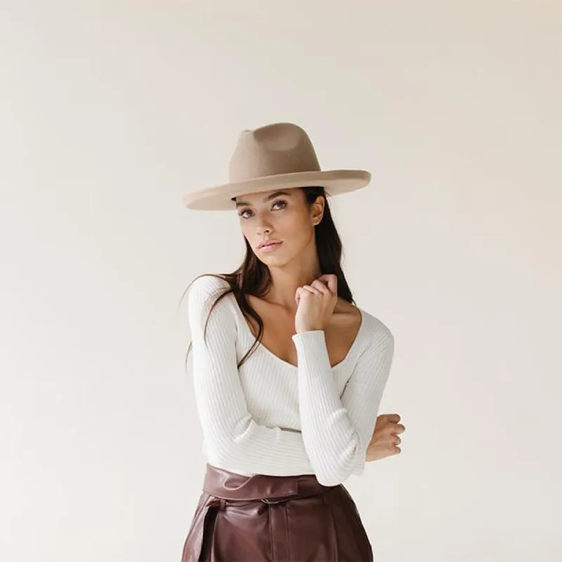 Maude Pencil Brim Hat, Tan | Gigi Pip sold by North & Main Clothing Company