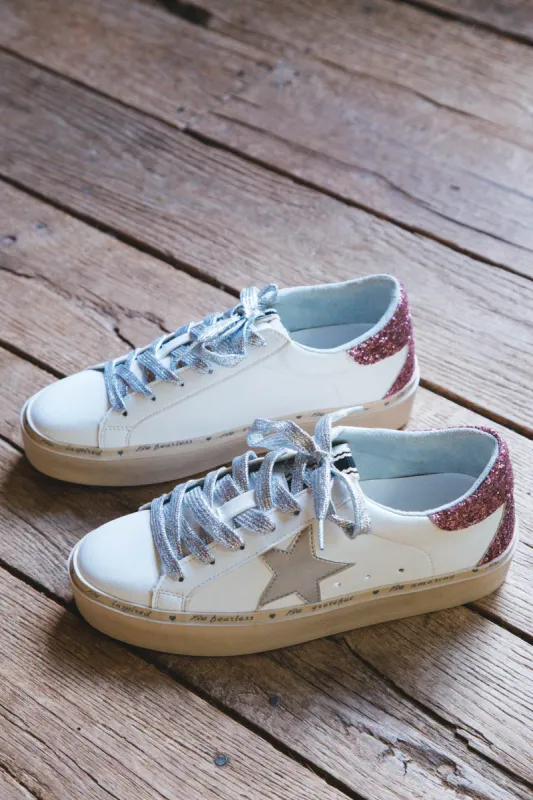 Reba Lace Up Star Sneaker, Pink | SHUSHOP sold by North & Main Clothing Company
