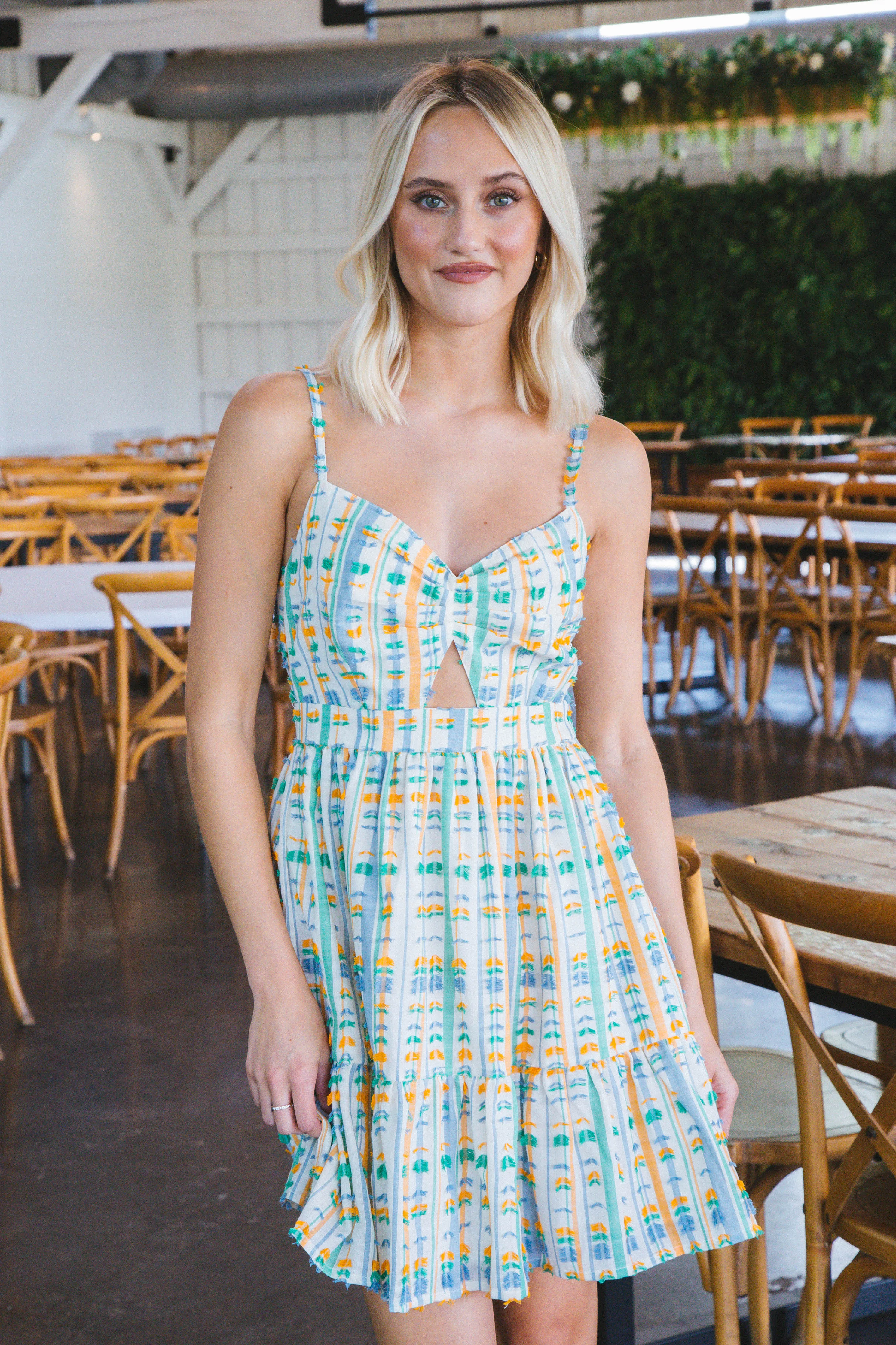 Alina Textured Mini Dress, Ivory Multi sold by North & Main Clothing Company