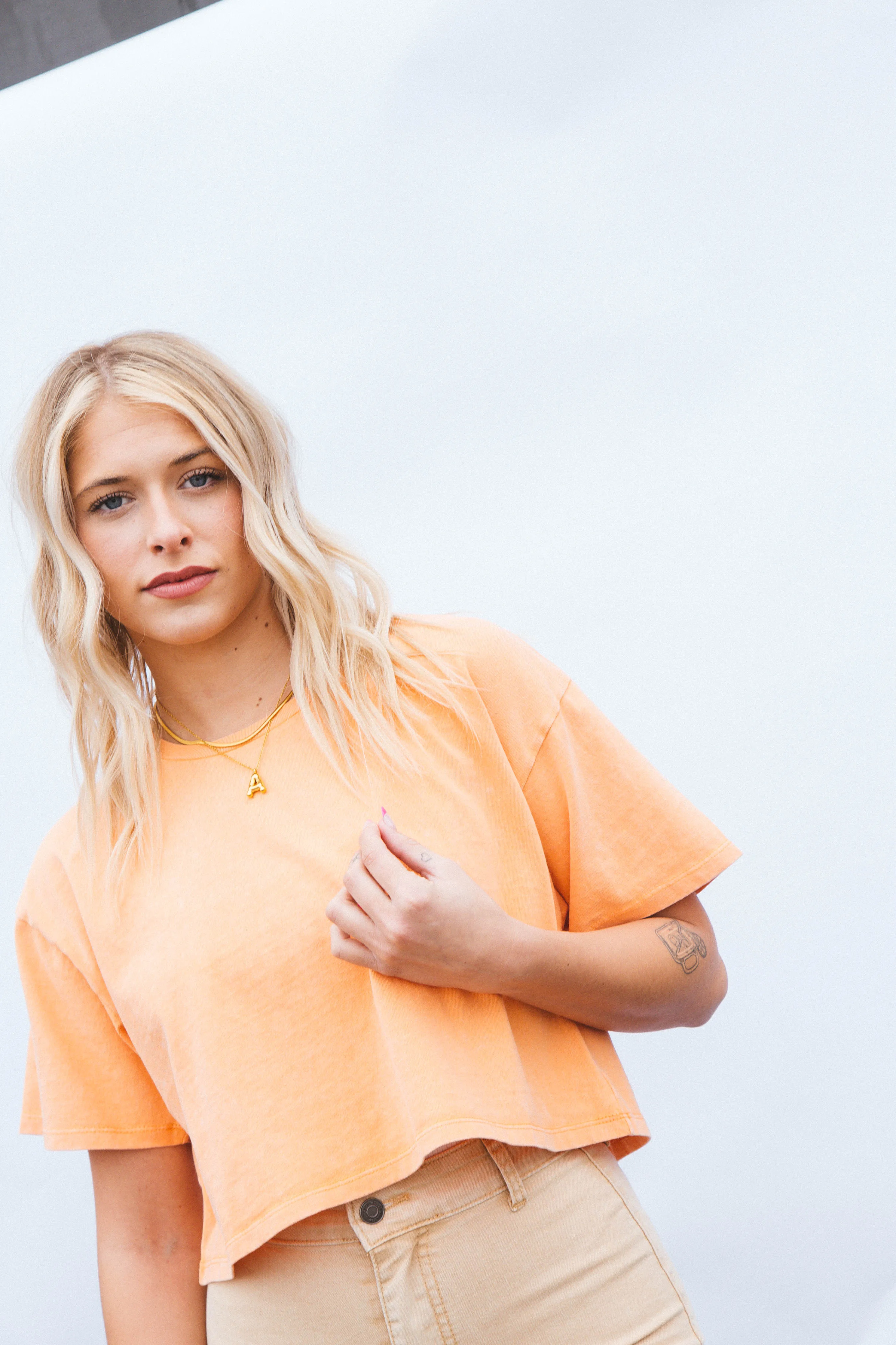 Lea Casual Cropped T-Shirt, Orange sold by North & Main Clothing Company product image thumbnail 4