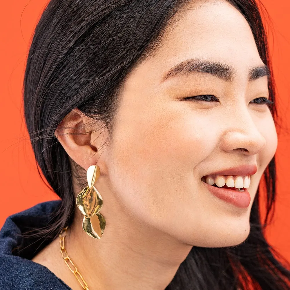 Flora Triple Leaf Dangle Earrings | Ink + Alloy sold by North & Main Clothing Company product image thumbnail 2