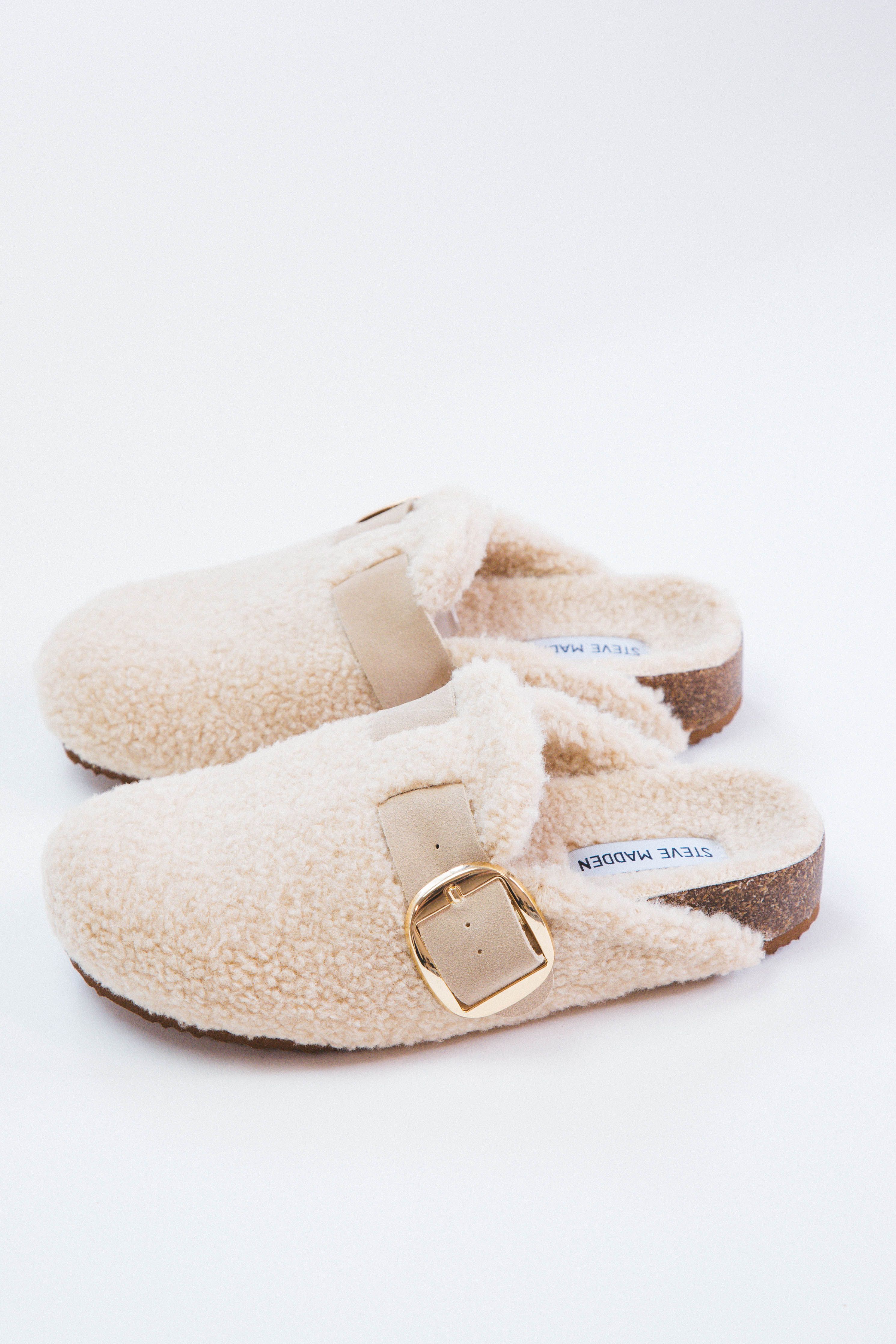 Cuddle Faux Shearling Clog, Natural | Steve Madden sold by North & Main Clothing Company