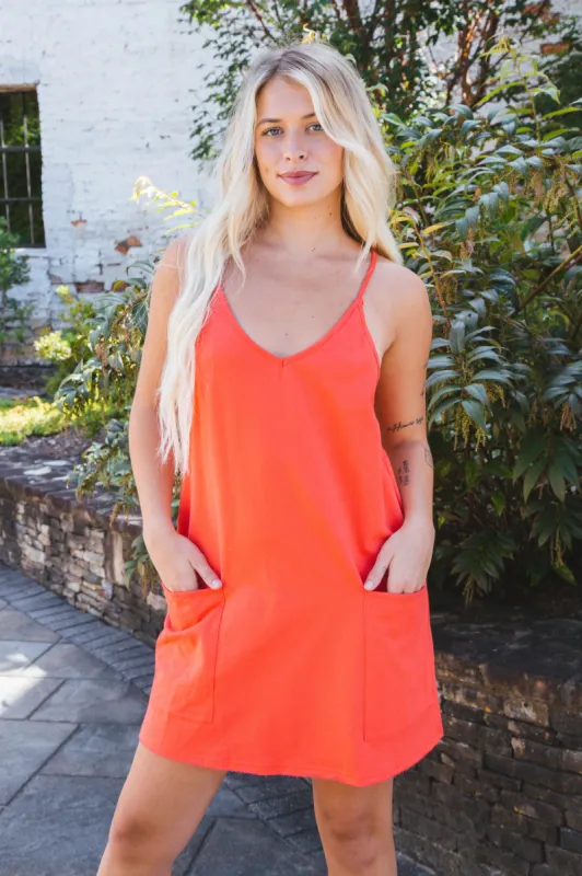 Giselle Sporty Mini Dress, Blood Orange sold by North & Main Clothing Company