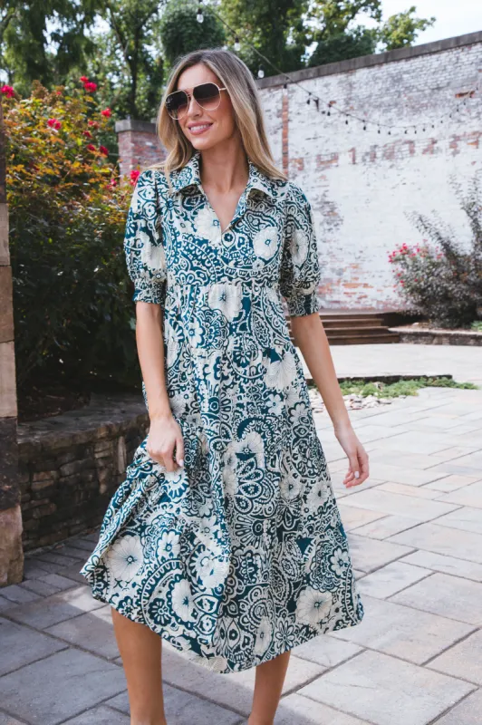 Before Dawn Midi Dress, Peacock | Extended Sizes sold by North & Main Clothing Company