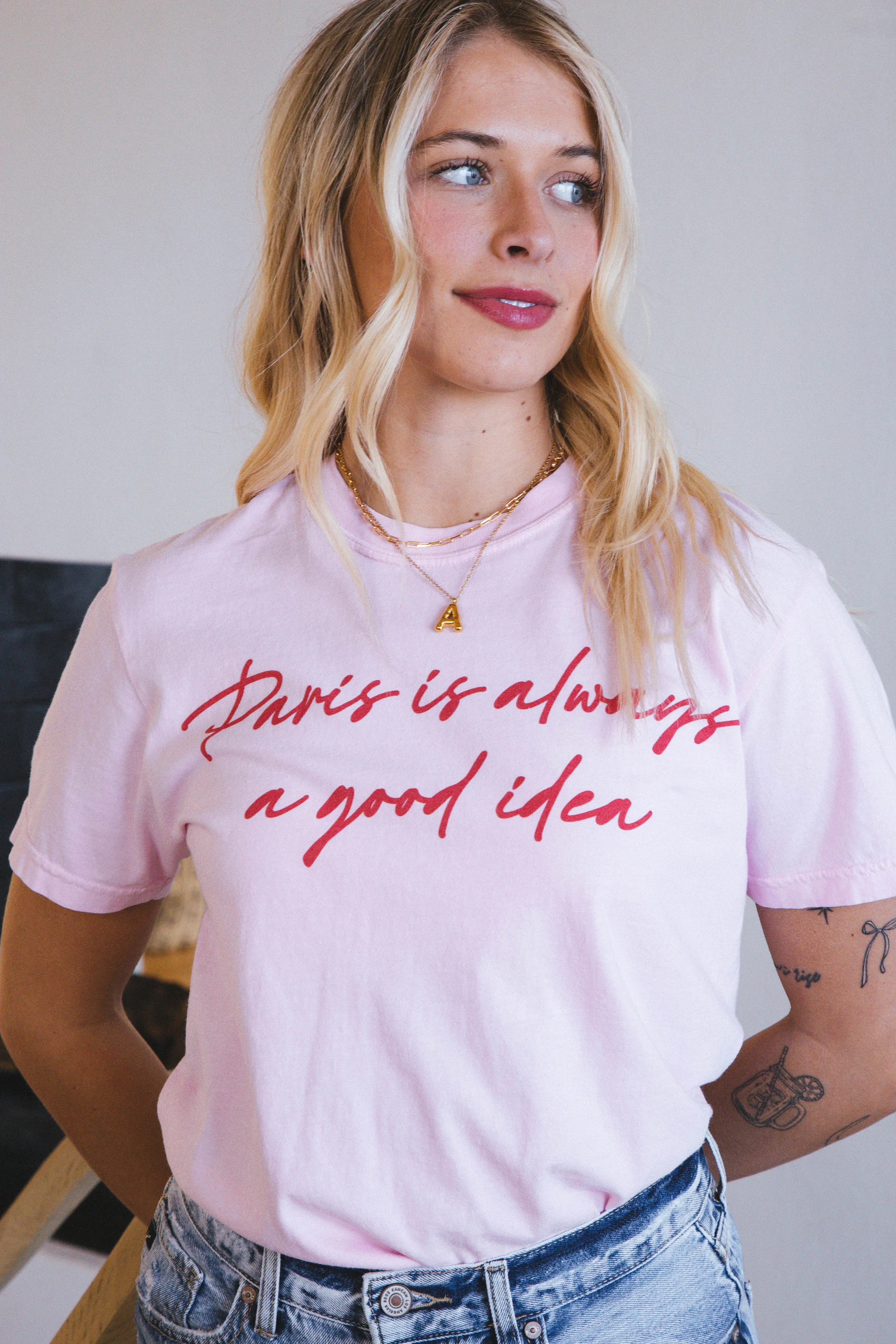 Paris is Always a Good Idea Graphic Tee, Pink sold by North & Main Clothing Company product image thumbnail 2
