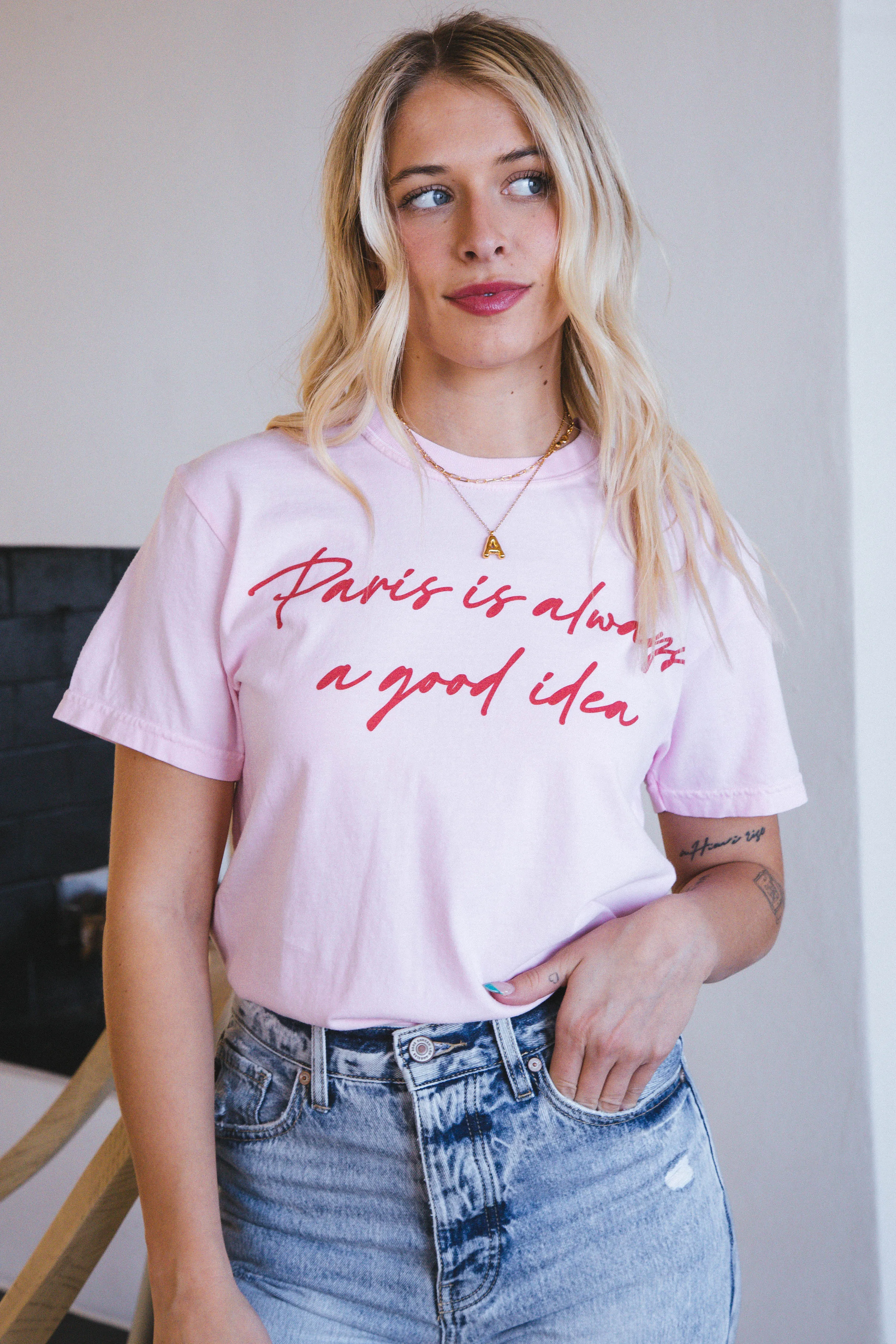 Paris is Always a Good Idea Graphic Tee, Pink sold by North & Main Clothing Company