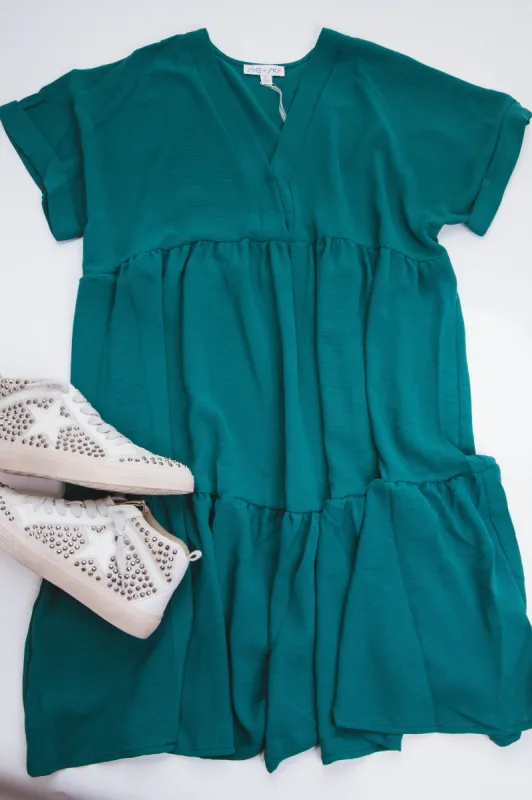 In The Wild Tiered Dress, Green | Plus Size sold by North & Main Clothing Company