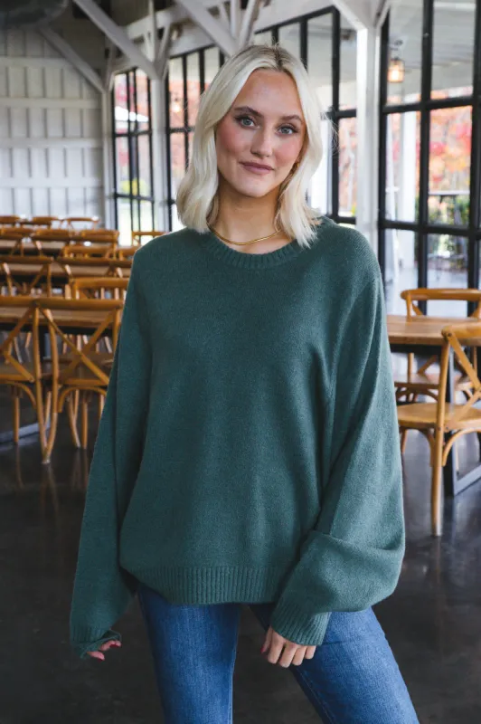 Nora Relaxed Oversized Solid Sweater, Gray Green made by HYFVE