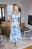Kinsley Printed Split Neck Maxi Dress, Blue sold by North & Main Clothing Company