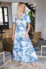 Kinsley Printed Split Neck Maxi Dress, Blue sold by North & Main Clothing Company