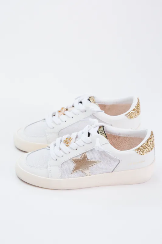 Reflex Metallic Star Sneaker, White/Gold Mesh | Vintage Havana sold by North & Main Clothing Company