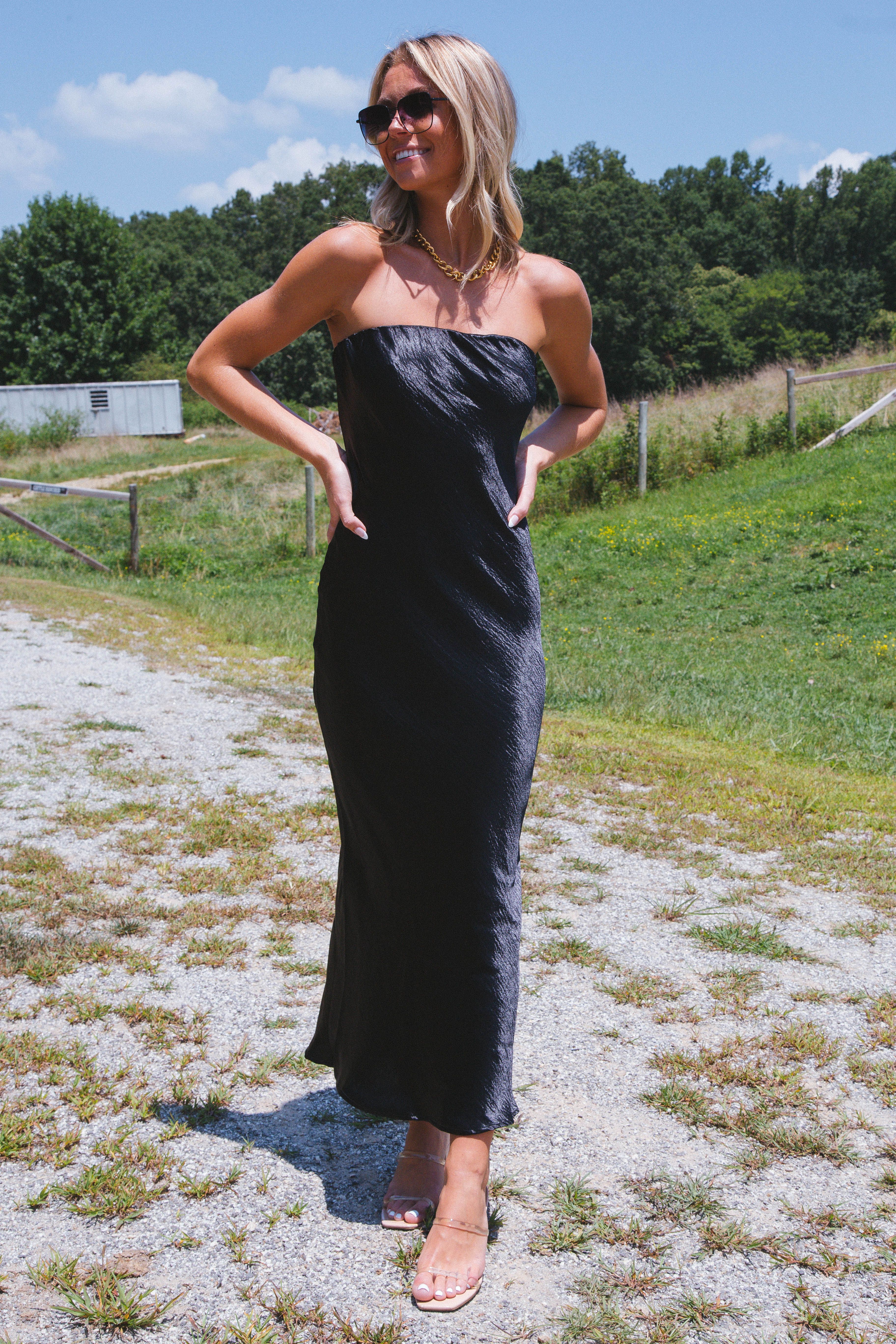Dress To Impress Maxi Tube Dress, Black sold by North & Main Clothing Company