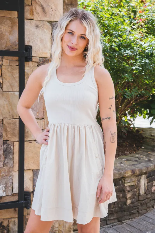 Tottenham Dress, Sandy Beige | Steve Madden sold by North & Main Clothing Company