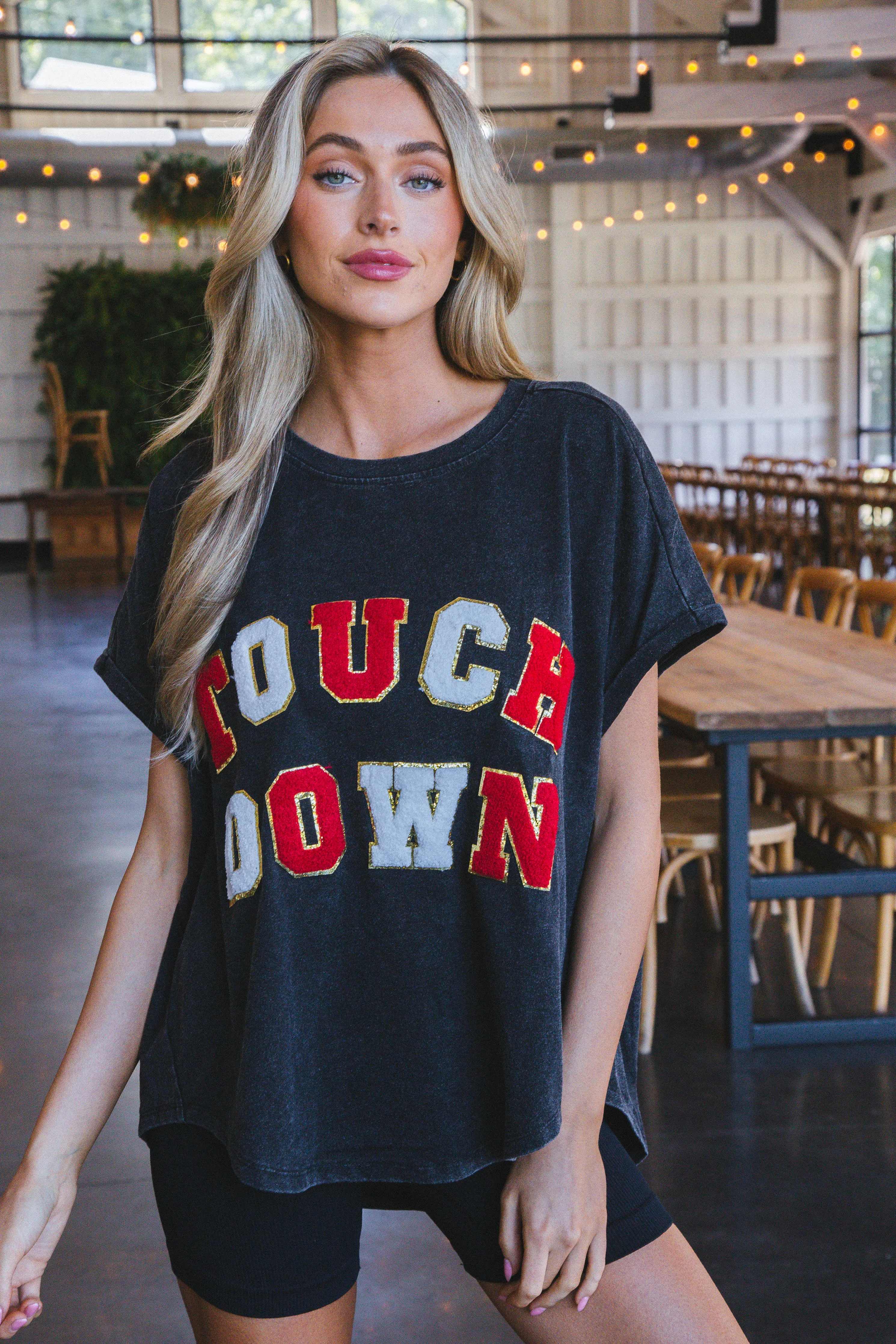 Touchdown Vintage Washed Tee, Black/Red sold by North & Main Clothing Company