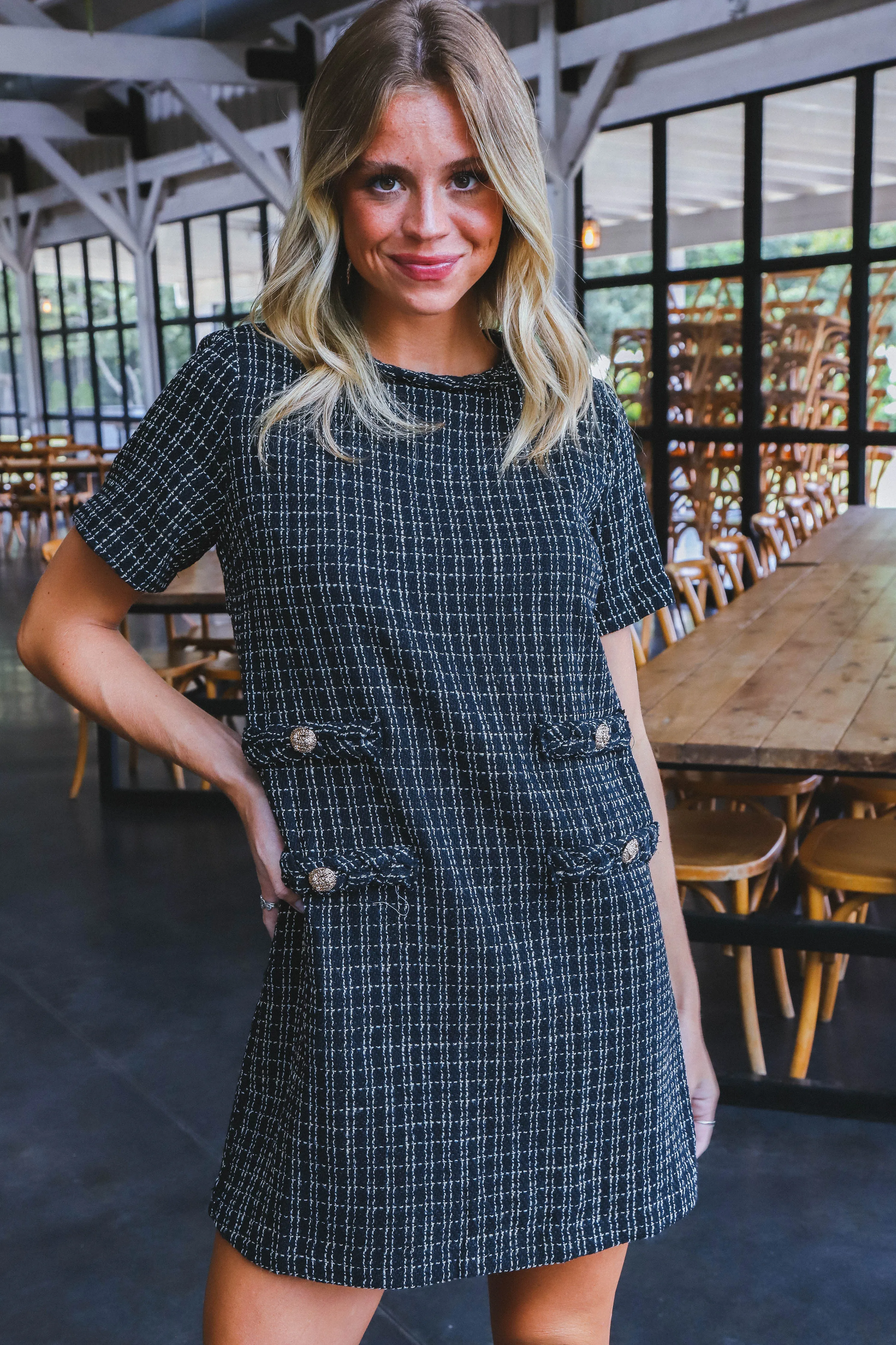 Monica Tweed Mini Dress, Black sold by North & Main Clothing Company product image thumbnail 2