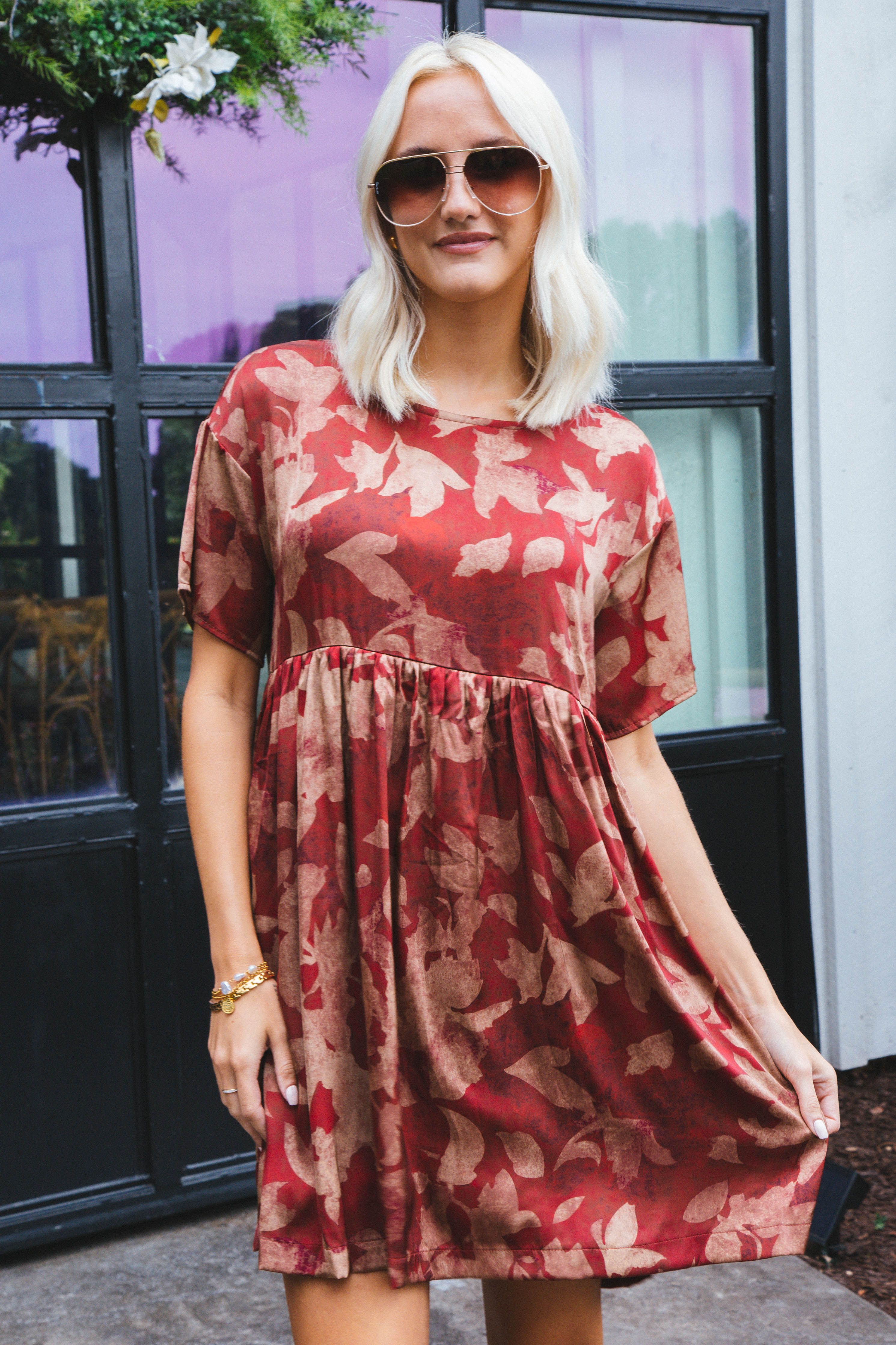 Autumn Memories Mini Dress, Brick sold by North & Main Clothing Company