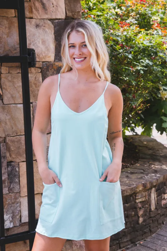 Giselle Sporty Mini Dress, Aqua Mint sold by North & Main Clothing Company