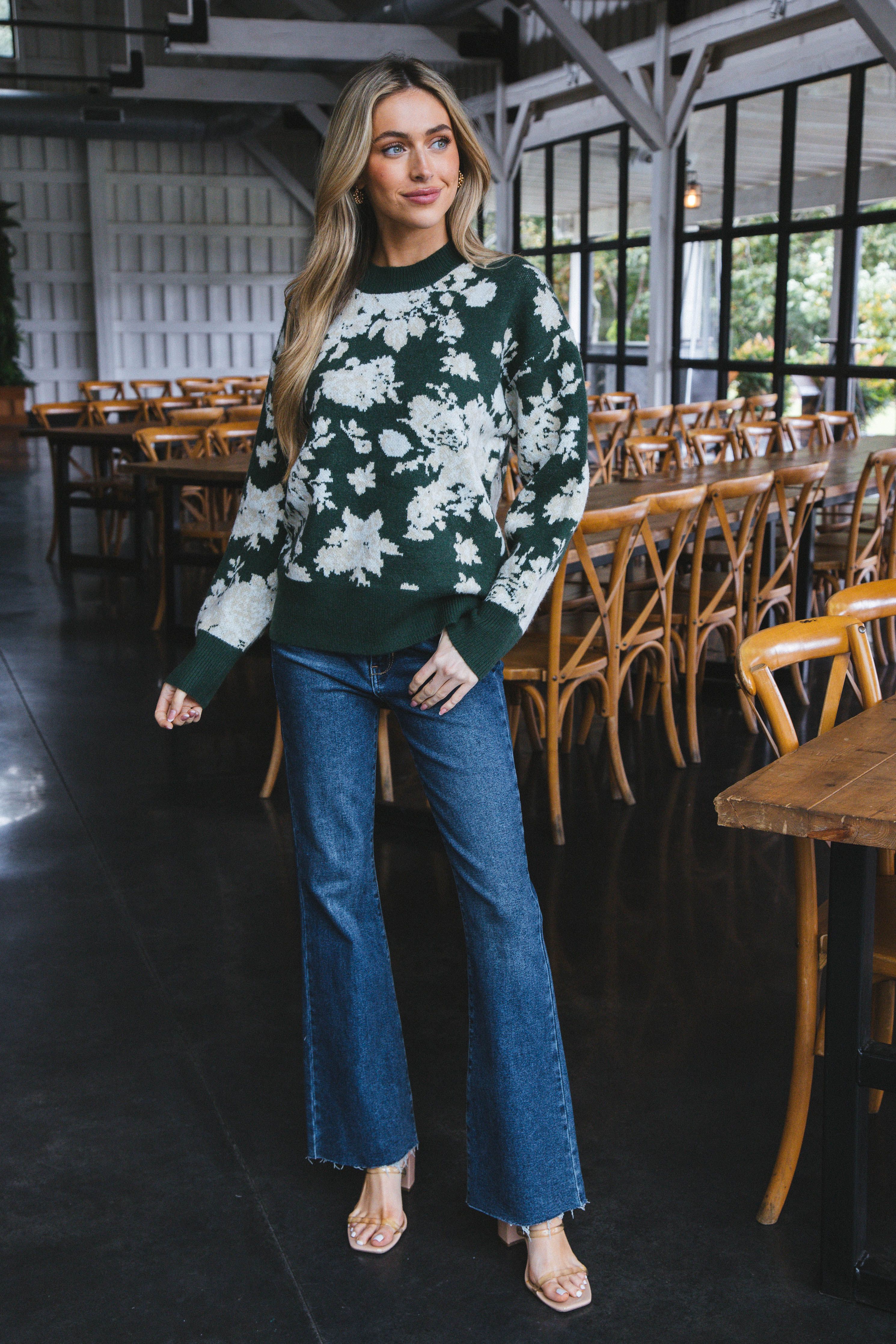 Elowen Floral Sweater, Green sold by North & Main Clothing Company product image thumbnail 2