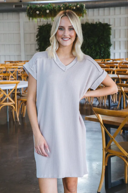 Gemma Dolman Sleeve Mini Dress, Oatmeal sold by North & Main Clothing Company