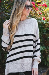 Rainy Day Striped Sweater, Light Taupe/Black sold by North & Main Clothing Company