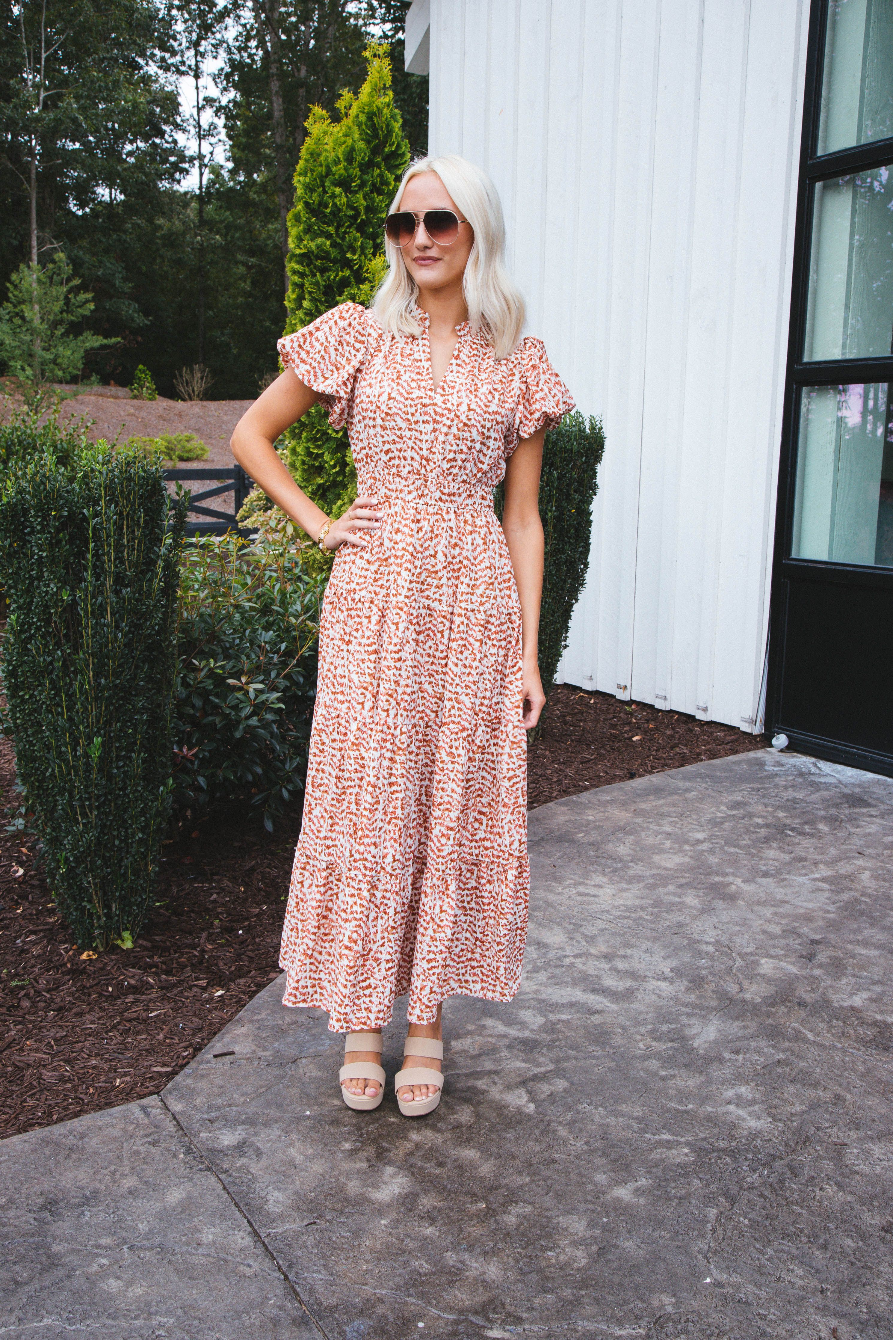 Carla Maxi Dress, Ecru/Rust sold by North & Main Clothing Company product image thumbnail 4