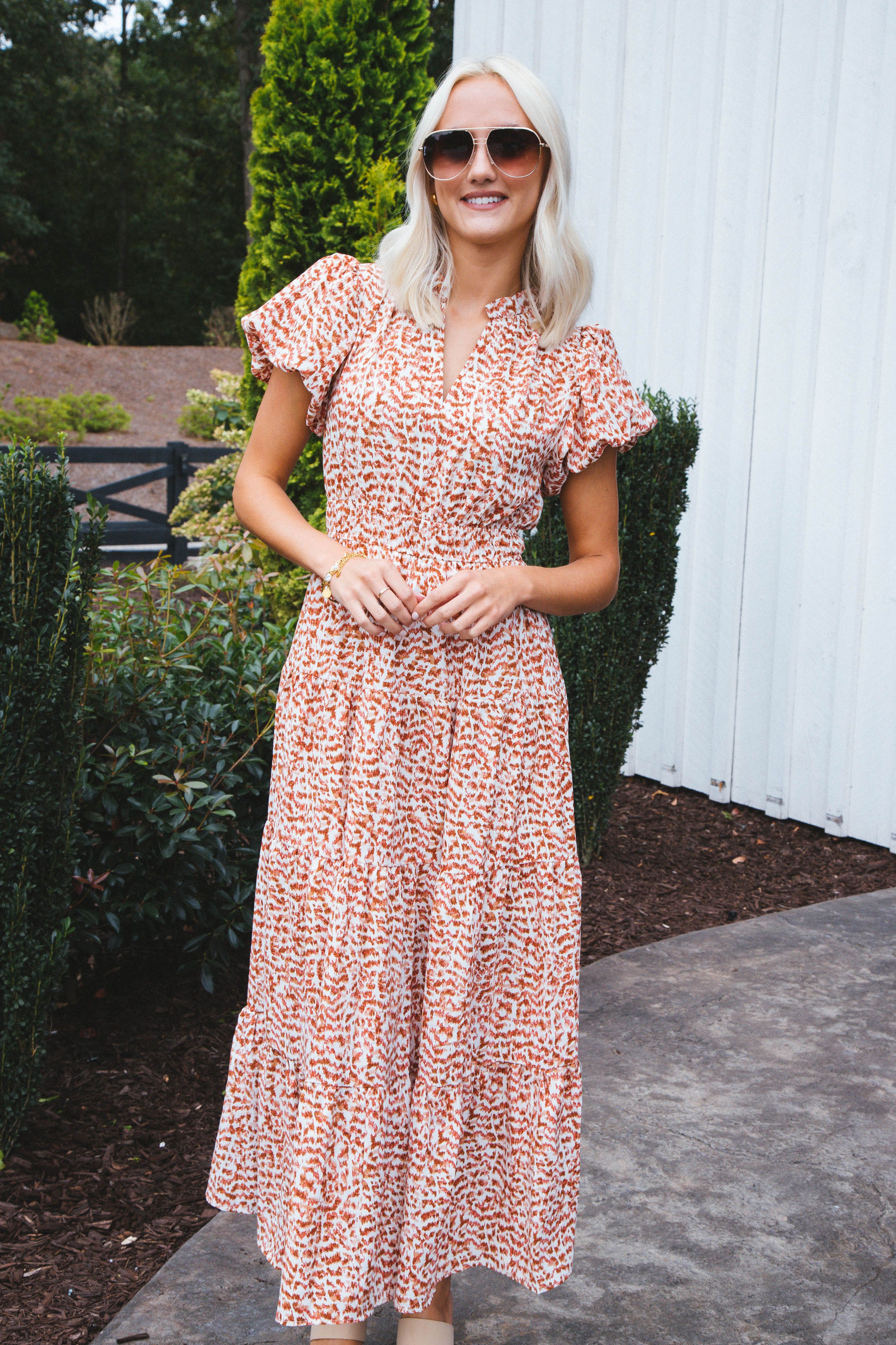 Carla Maxi Dress, Ecru/Rust sold by North & Main Clothing Company product image thumbnail 3