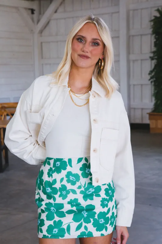 Aelia Cropped Denim Jacket, Casa Blanca | BLANK NYC made by North & Main Clothing Company