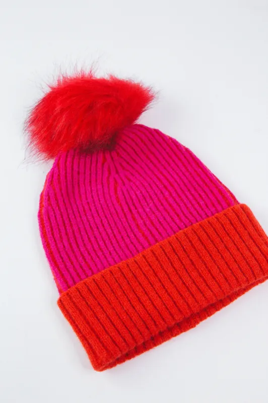 Joy Winter Knit Hat, Magenta made by North & Main Clothing Company