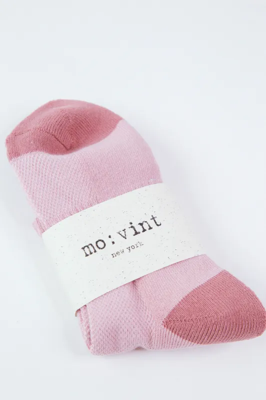 Isabel Color Block Stripe Crew Sock, Blush sold by North & Main Clothing Company