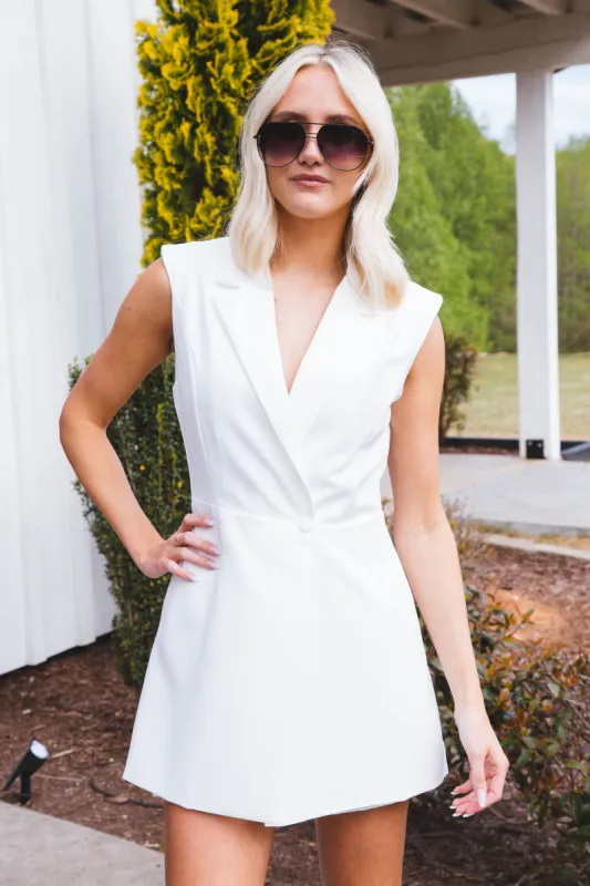 Double Take Blazer Romper, Off White sold by North & Main Clothing Company