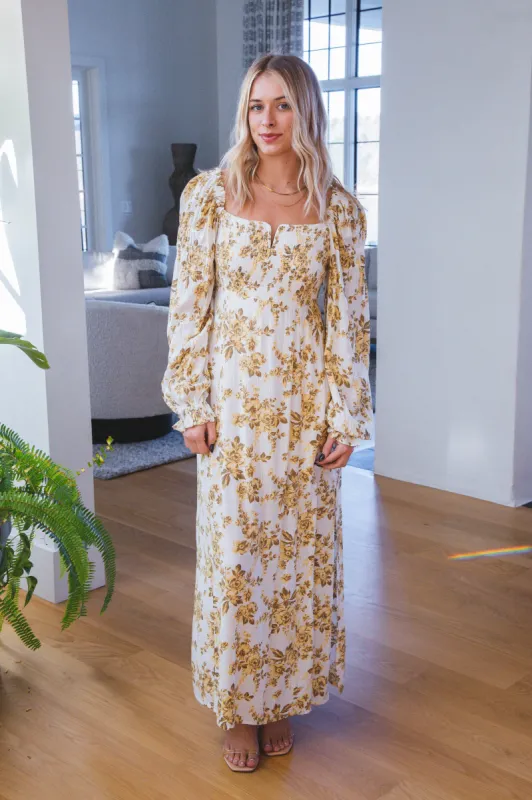 Jaymes Midi Floral Dress, Pastry Cream | Free People sold by North & Main Clothing Company