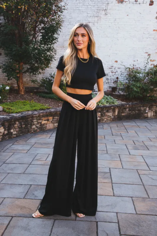 Midnight Shade Wide Leg Pants, Black sold by North & Main Clothing Company