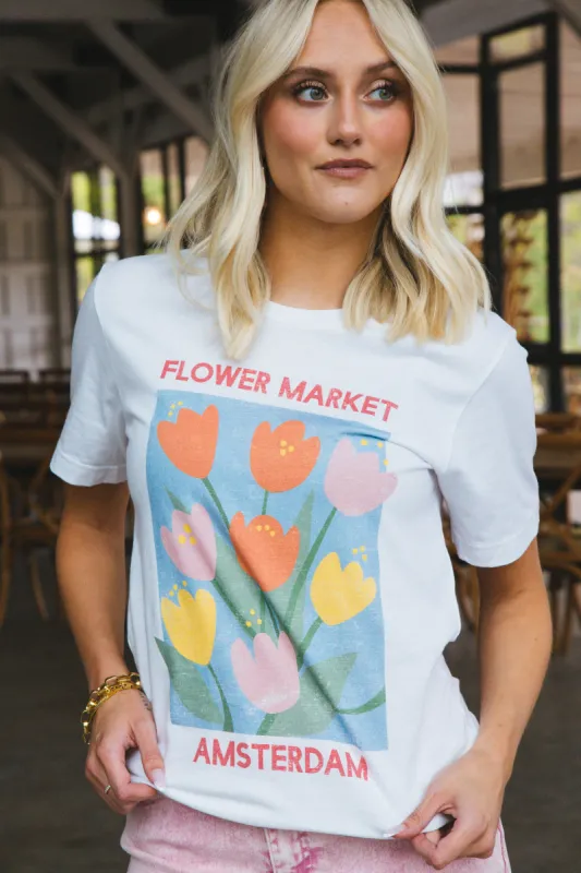 Flower Market Graphic Tee, White sold by North & Main Clothing Company
