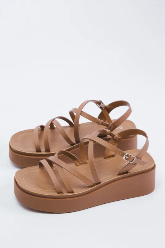 Luck Strappy Wedge Sandal, Tan sold by North & Main Clothing Company