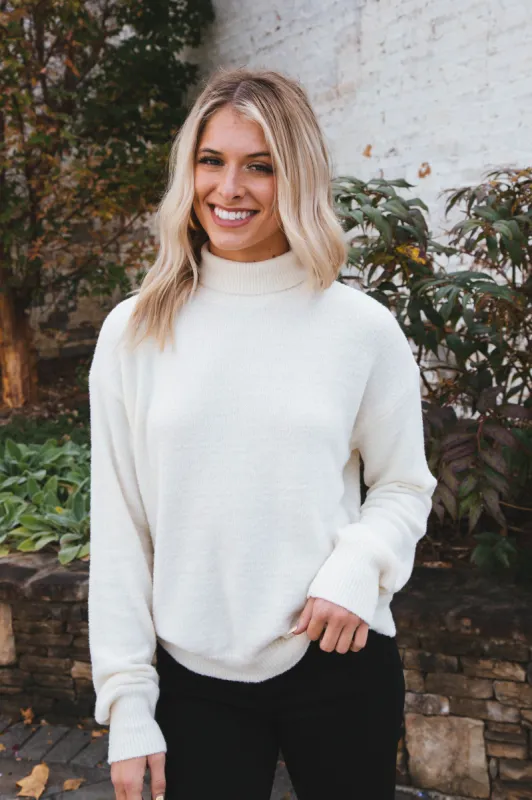 Aria High Neck Solid Sweater, Cream made by HYFVE