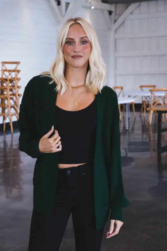 Allure Cardigan Sweater, Hunter Green sold by North & Main Clothing Company