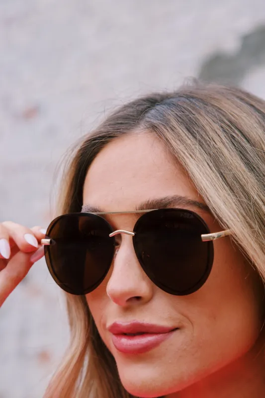 Avalon Aviator Sunglasses, Gold/Brown | I-SEA sold by North & Main Clothing Company
