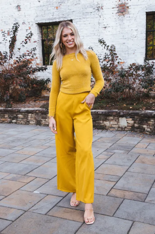 Carrey Wide Leg Pants, Chartreuse | Sadie & Sage sold by North & Main Clothing Company