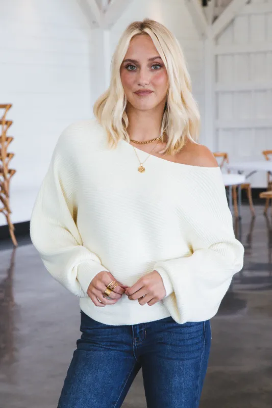 Lainey Ribbed Dolman Sleeve Sweater, Ivory sold by North & Main Clothing Company