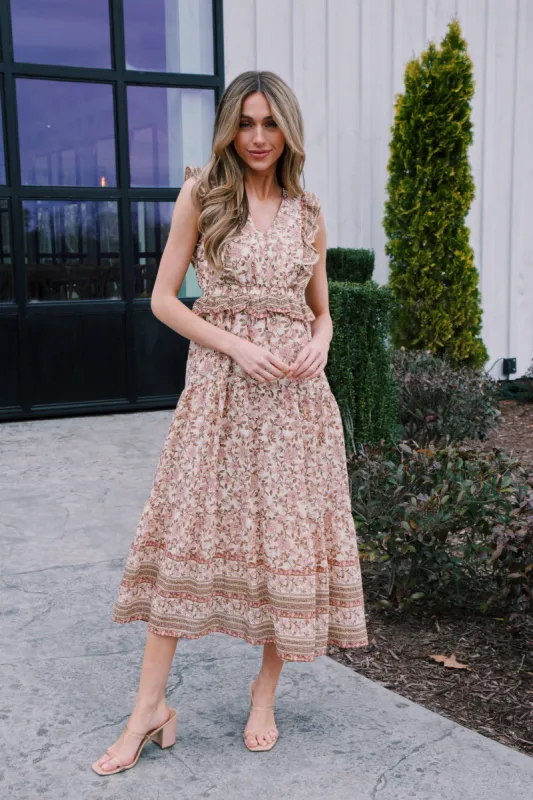 Esmeralda Floral Midi Dress, Rose Multi sold by North & Main Clothing Company