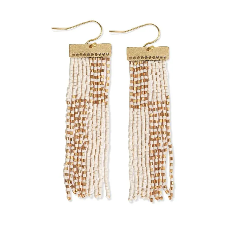 Lana Striped Beaded Fringe Earring, Ivory/Gold | Ink + Alloy made by North & Main Clothing Company