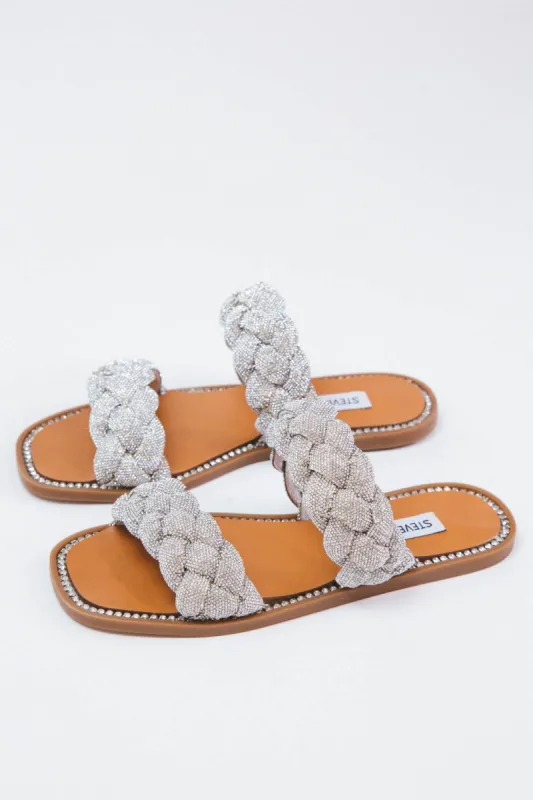 Newbie Braided Sandal, Rhinestone | Steve Madden sold by North & Main Clothing Company
