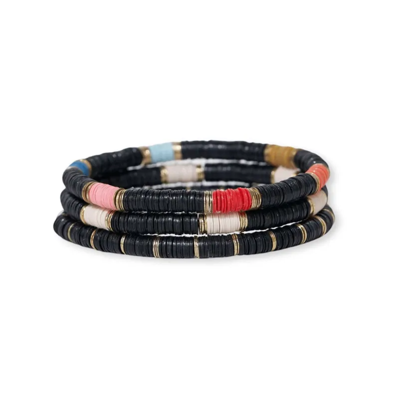 Grace Bracelet Stack of 3, Black Multi | Ink + Alloy sold by North & Main Clothing Company