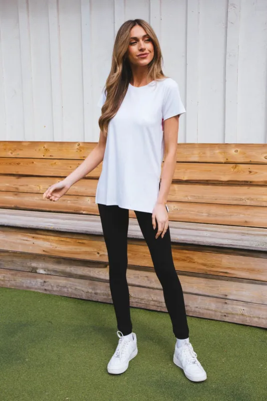 Atlas Split Side T-Shirt, White | SPANX sold by North & Main Clothing Company