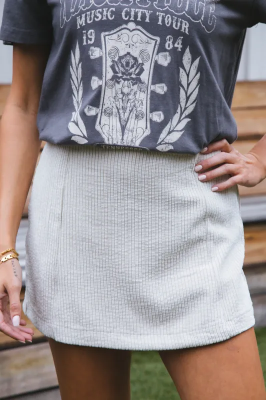 Daydream Corduroy Skort, Cream sold by North & Main Clothing Company