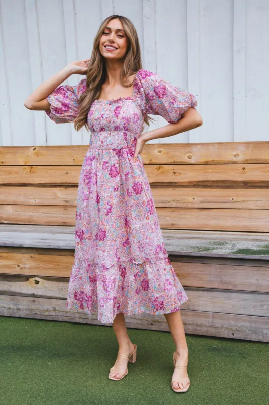 Laurel Midi Dress, Lilac Multi sold by North & Main Clothing Company