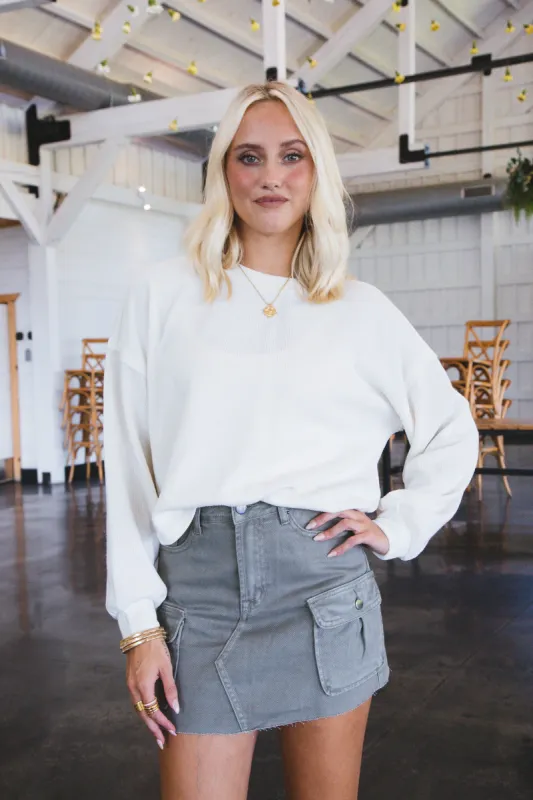 Dreamy Ruched Knit Top, Ivory sold by North & Main Clothing Company