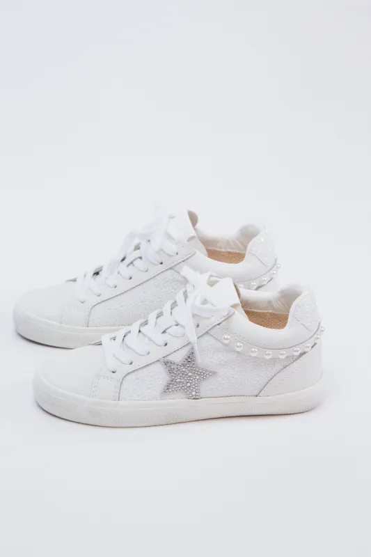 Perscila Beaded Hi-Top Sneaker, White Multi | Vintage Havana sold by North & Main Clothing Company