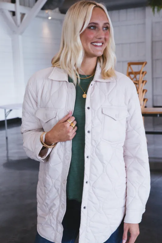 Eleanor Quilted Jacket, Cream | Velvet Heart sold by North & Main Clothing Company